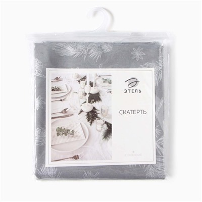 Скатерть новогодняя «Этель. Серебряные ветки», 110×149 см, 100% хлопок, саржа 190 г/м²