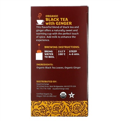 Equal Exchange, Organic Black Tea with Ginger, 20 Tea Bags, 1.41 oz (40 g)
