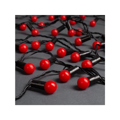 Гирлянда «Нить» 20 м с насадками «Шарики 1.5 см», IP44, тёмная нить, 200 LED, свечение красное, 8 режимов, 220 В