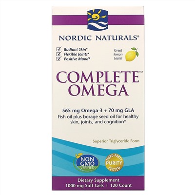 Nordic Naturals, Омега-комплекс, лимон, 1000 мг, 120 желатиновых капсул