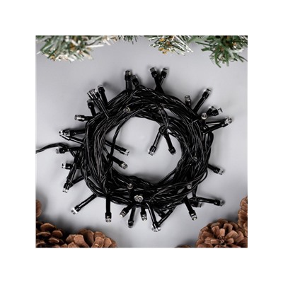 Гирлянда «Нить» 5 м, IP20, тёмная нить, 50 LED, 8 режимов, 220 В, свечение белое