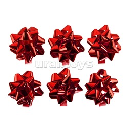 Бант-Звезда 7,6см металлизированный "Красный" (6шт.)