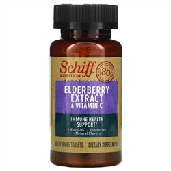 Schiff, Elderberry Extract & Vitamin C, 60 Chewable Tablets