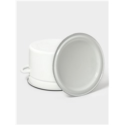 Кастрюля эмалированная, 8 л, d=26.4 см, с крышкой, без декора, белая