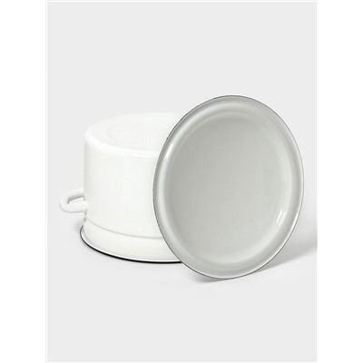 Кастрюля эмалированная, 8 л, d=26.4 см, с крышкой, цилиндрическая, без декора, белая