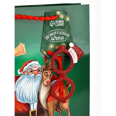 Пакет подарочный «Новогодний», с очками, 31×11×40 см