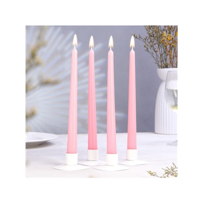 Набор свечей античных, 2.3×24.5 см, 5 ч, 55 г, 4 шт., светло-розовая