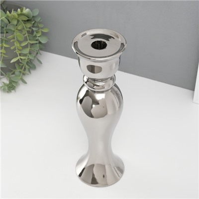 Подсвечник на 1 свечу «Вуаль», d=1.5 см, серебро, 9.8×9.8×30.5 см