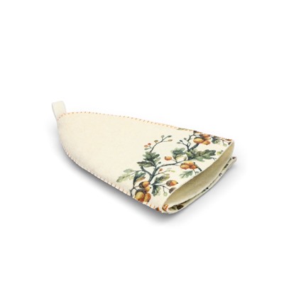 Шапка для бани и сауны «Дубовый венок», полиэфир, шерсть, белая