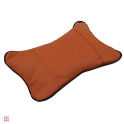 Подушка на подголовник косточка, компакт, 25x15см, экокожа, коричневый