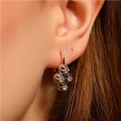 Серьги ювелирная бижутерия коллекция "Дубай", покрытие позолота, вставка: фианиты, цвет: прозрачный, арт.213.575