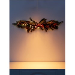 Декор настенный «Еловая ветвь с шишками», 70×27 см, 30 LED, от батареек CR2032×2, свечение тёплое белое