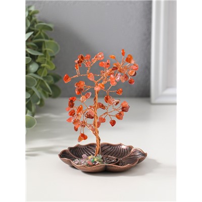 Подставка под благовония «Дерево на цветке», рыжий, 72 камня, 9×9×13.5 см