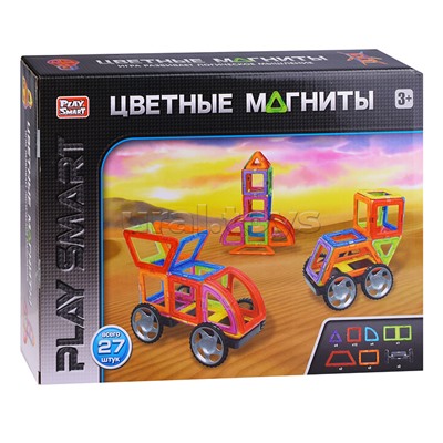 Конструктор магнитный "Цветные магниты" 27 дет., в коробке
