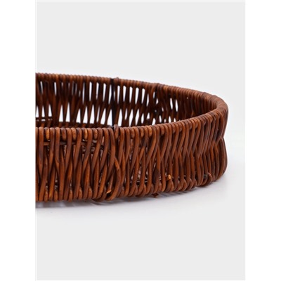 Корзинка для фруктов и хлеба Доляна «Огайо», 36×25×5 см, пластик, плетёная, овальная, коричневая