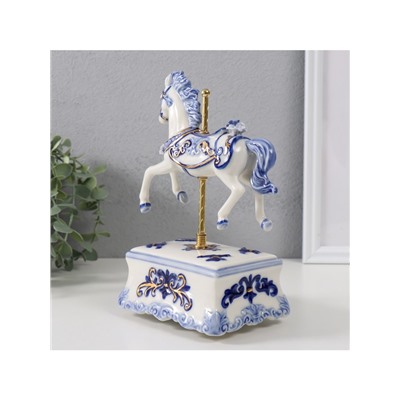 Сувенир музыкальный механический «Фигурка. Карусельная лошадка», керамика, 9.8×13×21.5 см