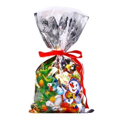 Пакет подарочный новогодний «Открытка» 20×35 см, цветной металлизированный рисунок