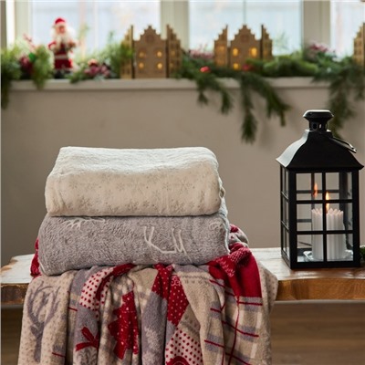 Плед «Этель. Серебряные снежинки», 150×200 см, корал-флис