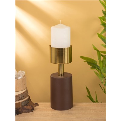 Подсвечник на 1 свечу «Кубок», 10×10×28.5 см, шоколад с золотом