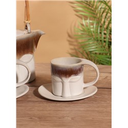 Набор для чаепития «Чёрно-белый глаз», чайник, 2 чайные пары, керамика