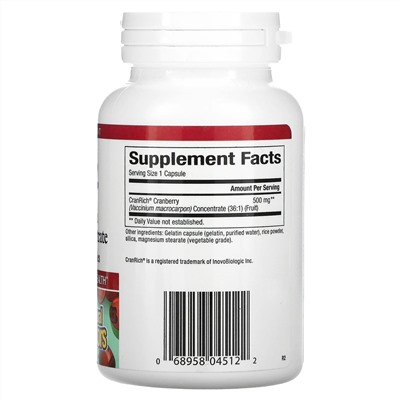 Natural Factors, CranRich, Super Strength, концентрат клюквы, 500 мг, 90 капсул