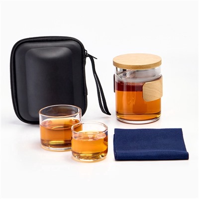 Набор для чайной церемонии ДЖЕКИЧАЙ «Цзиси», 4 предмета, на 2 персоны, чашка, чайник, стекло