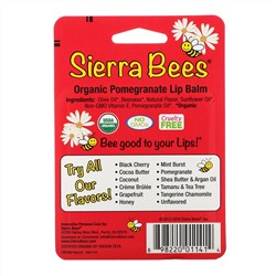Sierra Bees, органические бальзамы для губ, гранат, 4 штуки по 4,25 г (0,15 унции)
