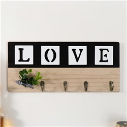 Настенные крючки декоративные «Любовь. Эвкалипт с бантиком», дерево, 35.7×16 см