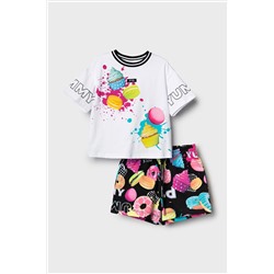 Комплект трикотажный для девочек: фуфайка (футболка), шорты PLAYTODAY, 1240326