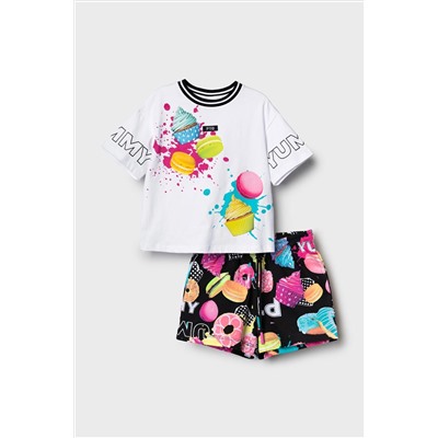 Комплект трикотажный для девочек: фуфайка (футболка), шорты PLAYTODAY, 1240326