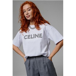 8506/1 Футболка женская оверсайз (Белый_celine)