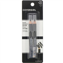 Covergirl, Easy Breezy, карандаши для придания контура и закрашивания бровей, оттенок 500 «Черный», 1,7 г (0,06 унции)