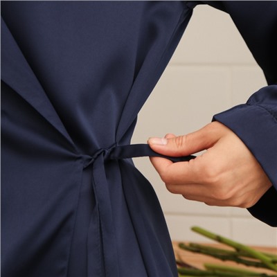 Халат домашний женский с запахом MINAKU: Home collection, тёмно-синий, размер 46