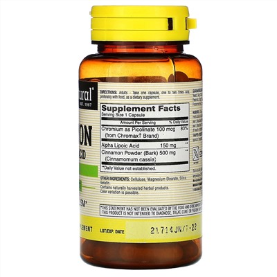 Mason Natural, Cinnamon Alpha Lipoic Acid, 60 Capsules