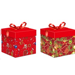 Коробка подарочная 10х10х10 см складная / A10-1 /уп 12/1200/Новый год