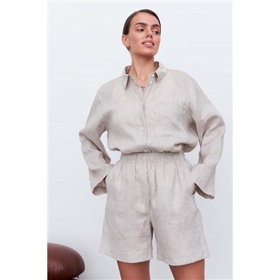 Рубашка короткая  S021_LBGE/Светло-бежевый