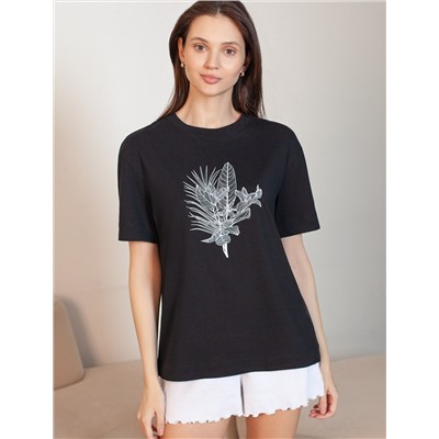 Футболка с принтом свободная из премиального 100% хлопка