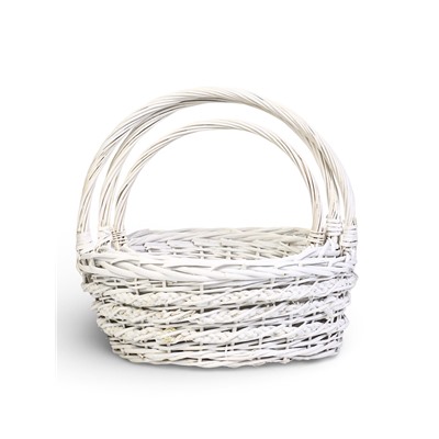 Корзина плетёная для хранения Vara, с ручкой, белая, набор 3 шт.