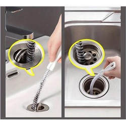 Многофункциональный вантуз, ёршик или трос для чистки труб 60см