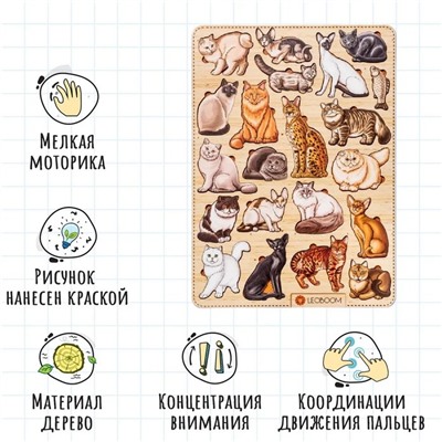 Рамка - вкладыши «Породы кошек», 21 деталь