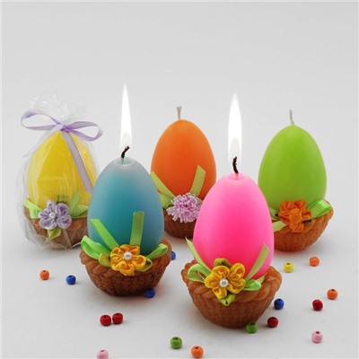 Свеча декоративная «Яйцо в корзинке», МИКС