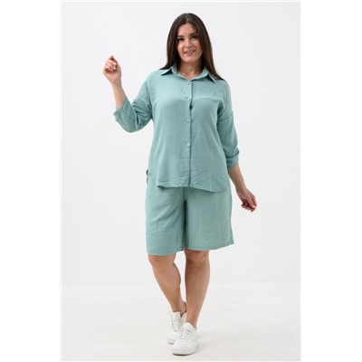 Комплект женский (рубашка_шорты) 52523 (Мятный)