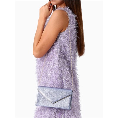 Сумка-клатч женская вечерняя на магните, на золотистой цепочке, мерцающая, светло-синяя