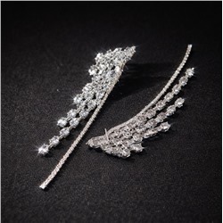 Серьги бижутерия висячие вечерние с камнями, цвет: серебристый и прозрачный, арт.012.075