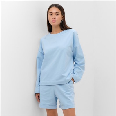Костюм женский (толстовка, шорты) MIST, размер 40-42, голубой