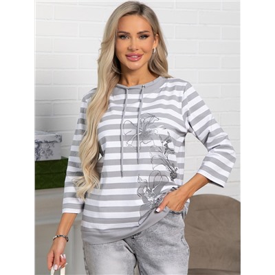 Блуза Весенняя нежность (бело-серая) Б15422-18М