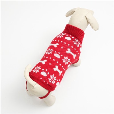 Свитер «Косточки-снежинки», размер 8 (ДС 20-23, ОГ 25-32, ОШ 16-19 см), красный