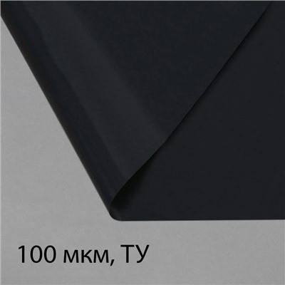 Плёнка из полиэтилена, техническая, толщина 100 мкм, чёрная, длина 100 м, ширина 3 м, рукав (1.5 м×2), Эконом 50%, Greengo