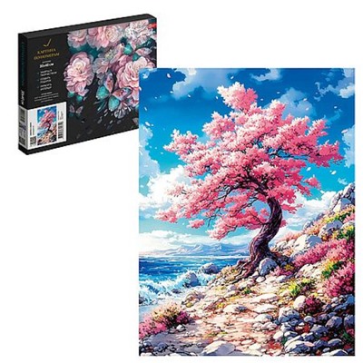 Картина по номерам 30х40 см "САКУРА У МОРЯ" живопись с красками и кистью 71252 Феникс