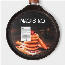 Сковорода блинная Magistro Granit, d=24 см, ручка soft-touch, антипригарное покрытие, индукция, кованый алюминий, чёрная